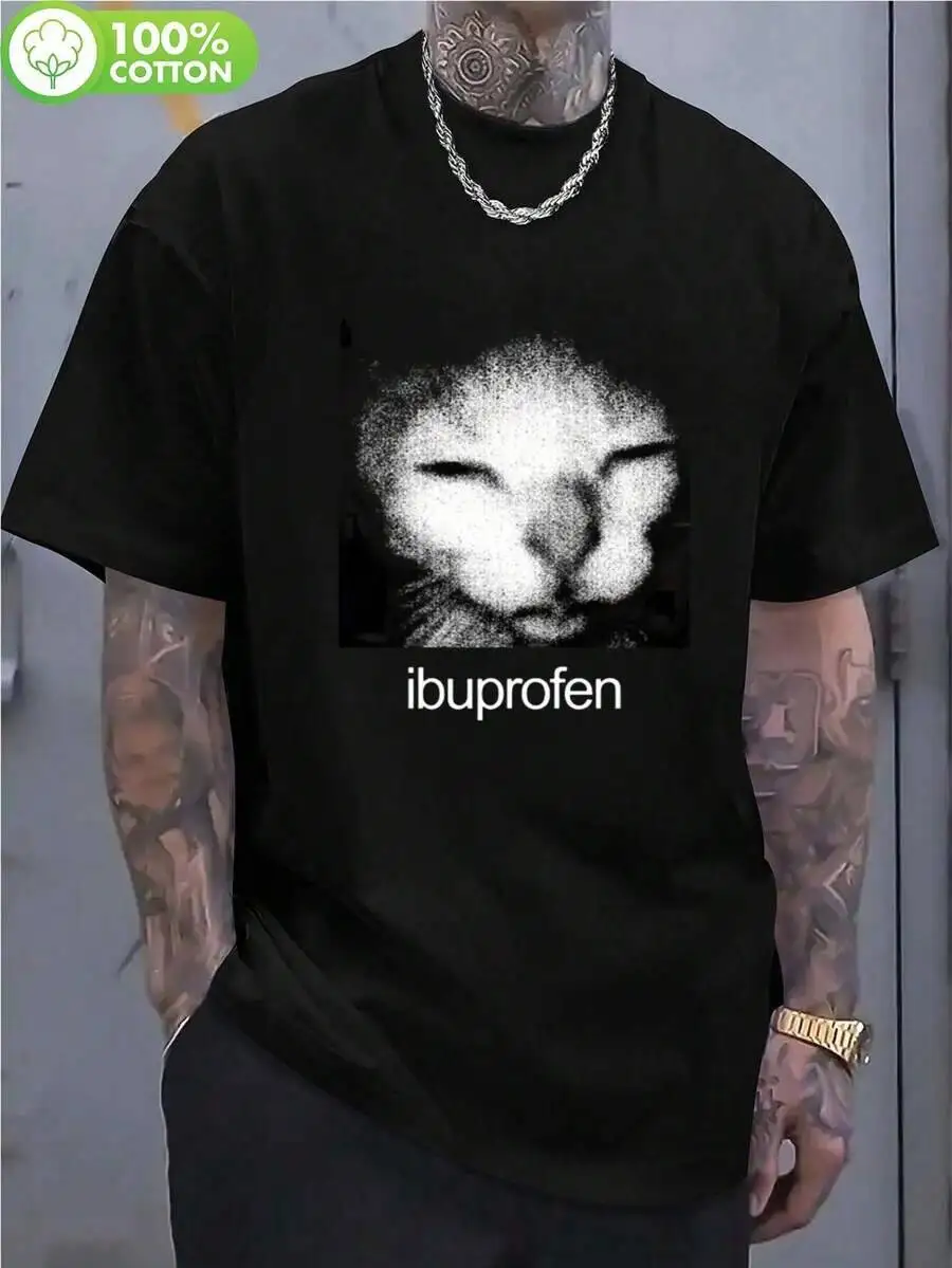 Shuleshuyi Ibuprofen Meme T-Shirt-Interesting "Ibuprofen" Pattern White Round Neck Shirt, Men And Women, Light Summer Street Creative, Unique Prints, Comfortable, Soft, Holiday Gift, Personalized