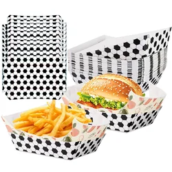 5/10/20pcs Soccer Birthday Party Food Boat Trays Paper Food Trays Disposable Serving Trays Soccer Ball Theme Party Supplies