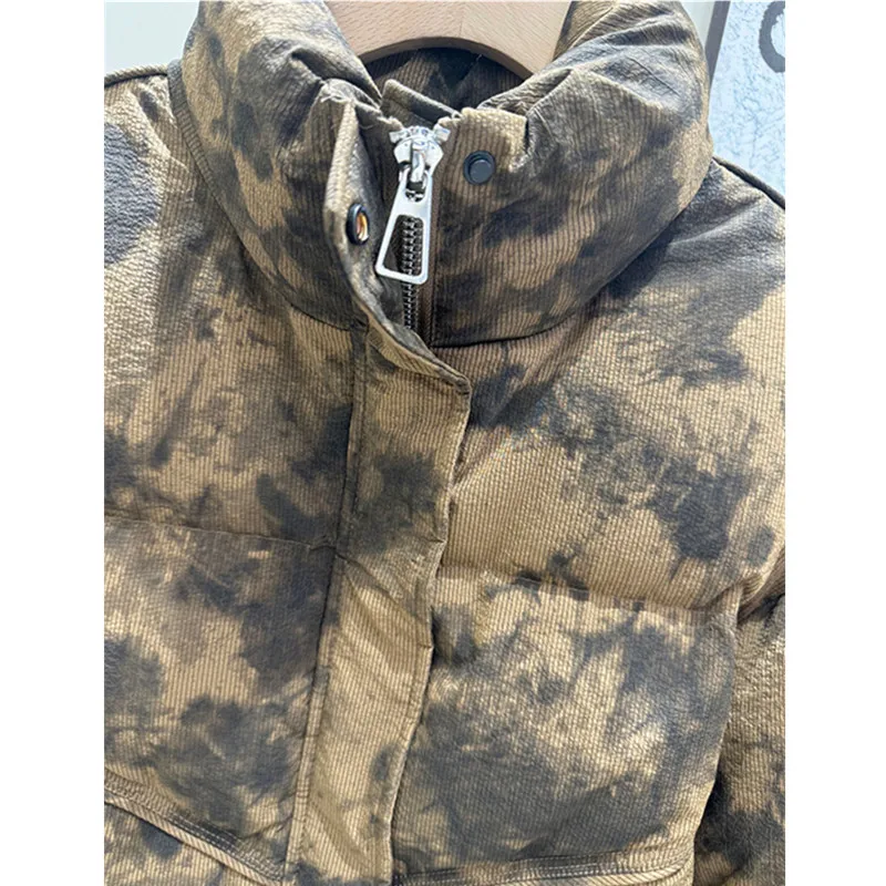 Kurze Daunenjacke mit Stehkragen für Damen, Winter 2025, neuer lockerer, verdickter Brotmantel, weiße Entendaunenjacken, kurze Damenoberteile