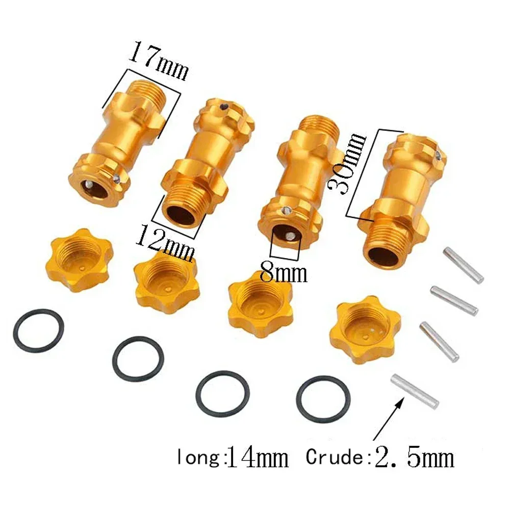 Moyeu de couvercle d'adaptateur de montage amélioré pour camion monstre Truggy RC, pièces de rechange, échelle HSP 1/8, métal 17mm, roue hexagonale 30mm plus longue