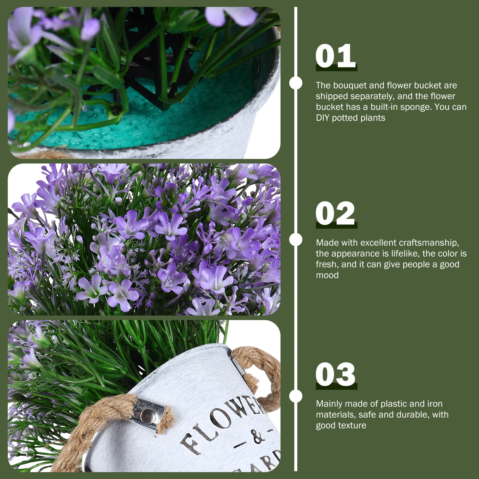 

Rustic Decor Artificial Potted Plant Flower Flowers Lifelike Bonsai Violet Simulated