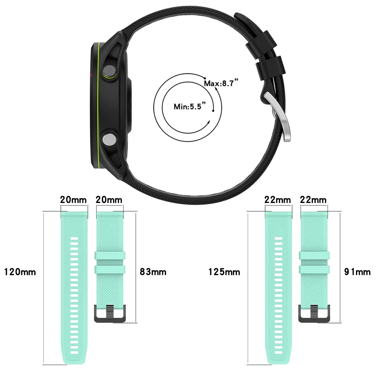 22 مللي متر 20 مللي متر سيليكون الفرقة لساعة هواوي GT5 4 3/GT5 Pro 46mm سوار لساعة سامسونج جالاكسي 7 5 برو 6/4 حزام كلاسيكي #5