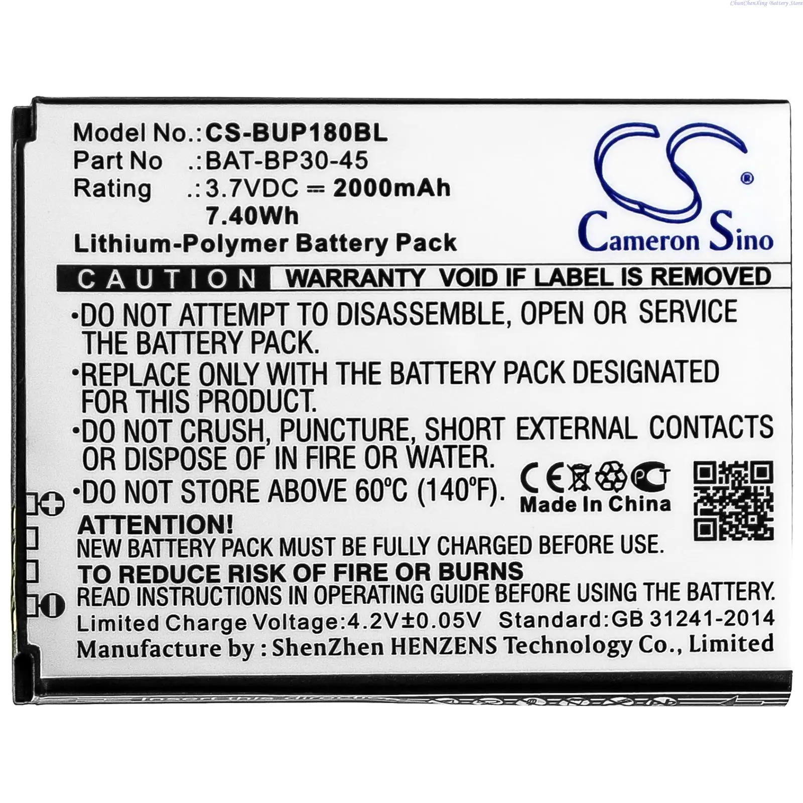 2000mAh Barcode Scanner Battery BAT-BP30-45 for Bluebird BM180, BP30