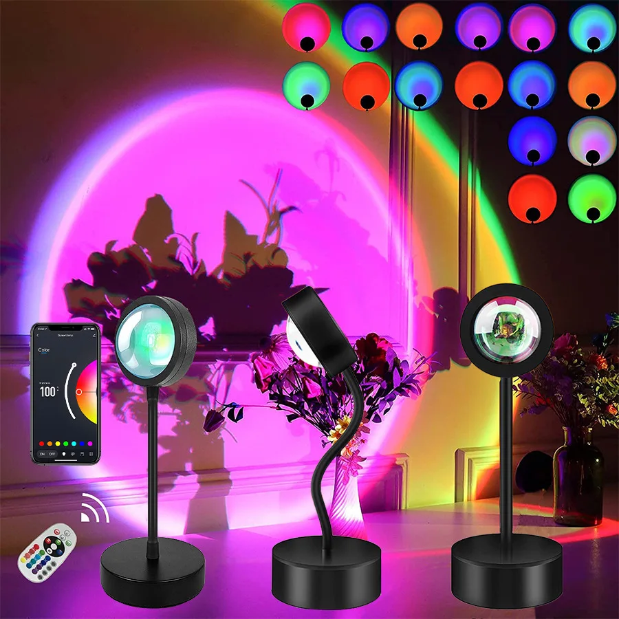 USB 5V Tuya Smart Sunset Lamp Night Light Sunset Projector Smart Life APP Remote Led Lights Room Decoration Photography  Gift