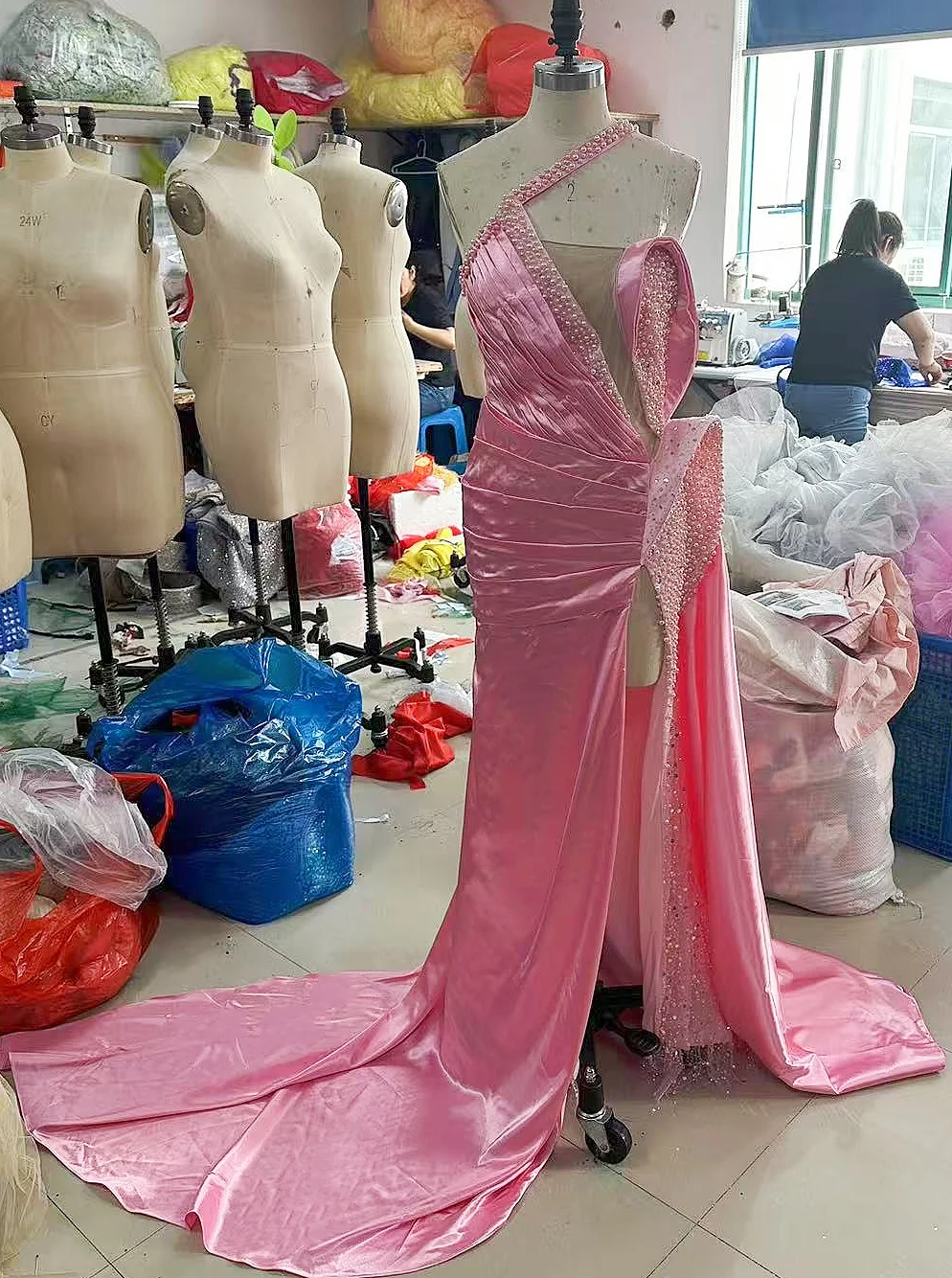 Real 2026 Prom Dresses for Black Women Illusion One Shoulder Beaded Pearls Sequined Lace Side Split Evening Dresses Customized