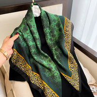 2024 Spring and Autumn New Simulation Silk Large Square Scarf 90x90 Printed Square Scarf Emerald Silk Scarf Scarf Headscarf