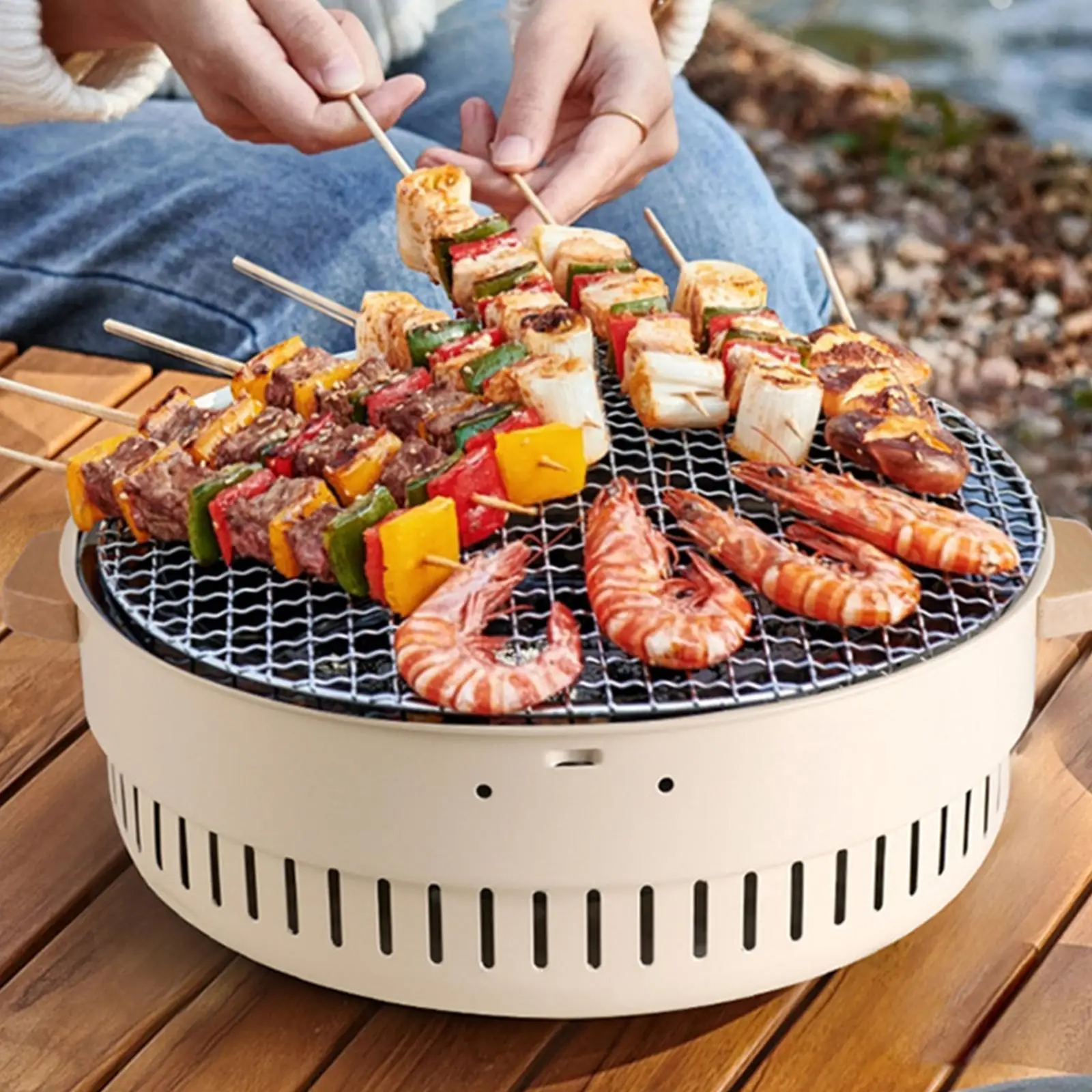 Portable Grill Furnace Compact Household bbq for Patio Hiking Cooking