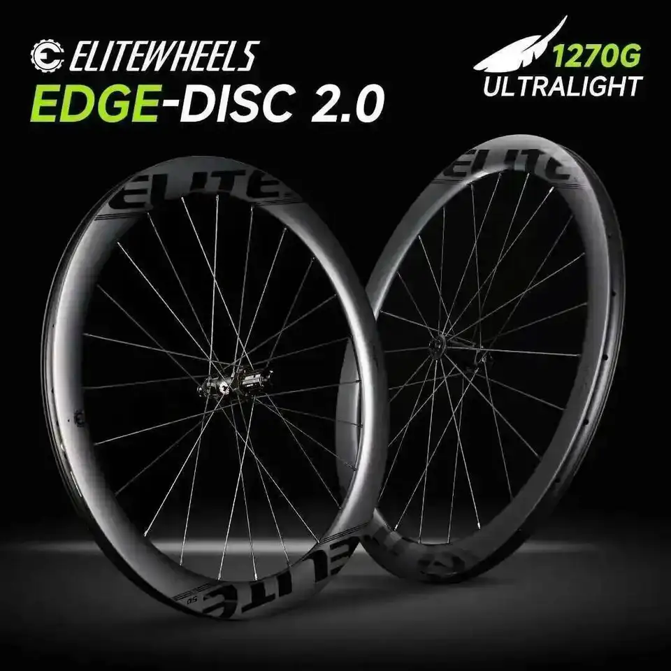 （ジャンク品）ELITEWHEELS EDGE-2.0 カーボンホイール45mm ELITEWHEELS EDGE 2.0 ディスクブレーキ 超軽量 1270g ロードディスク