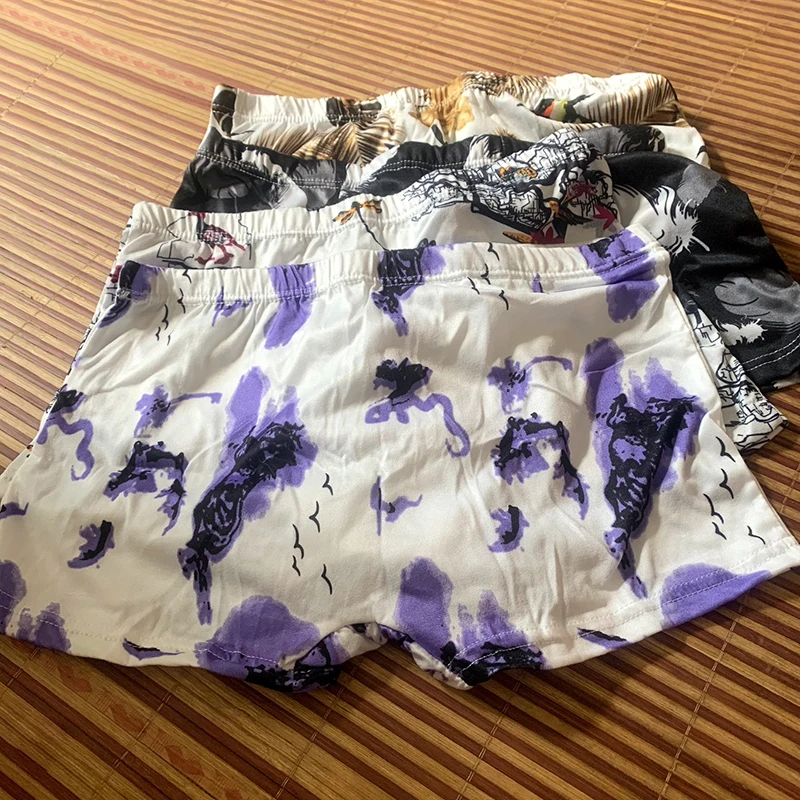 

4pcs/Set Print Men Underpants Sexy Shorts Boxers Breathable Male Boxers Solid Underwear Shorts U Convex Pouch Men's Underpants