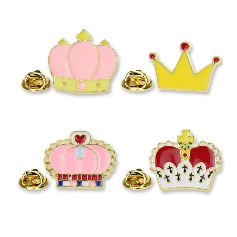 Four alloy crown brooches to choose from, oil painted cartoon crown chest badge, clothing accessories factory direct sales