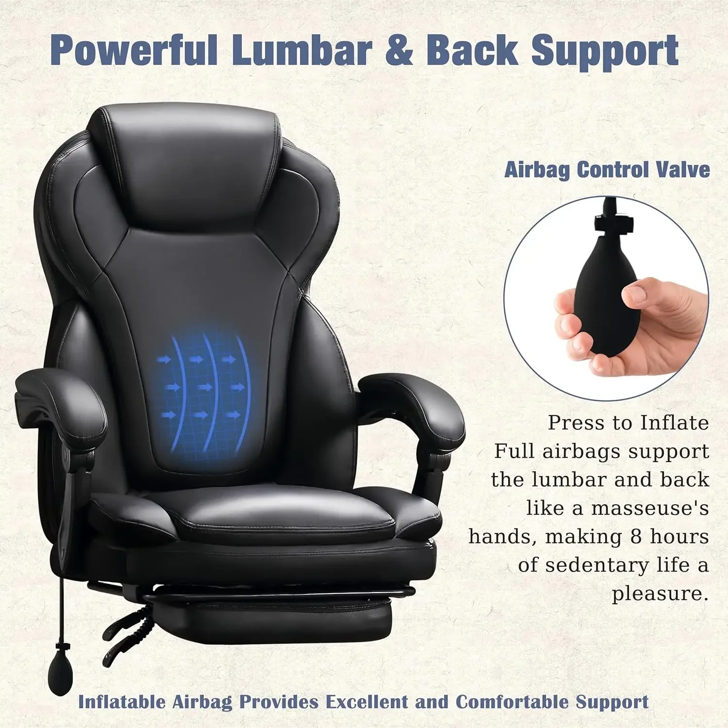 [Discounted Price!]Big and Tall Office Chair 400lbs, Executive Reclining Office Chairs with Footrest