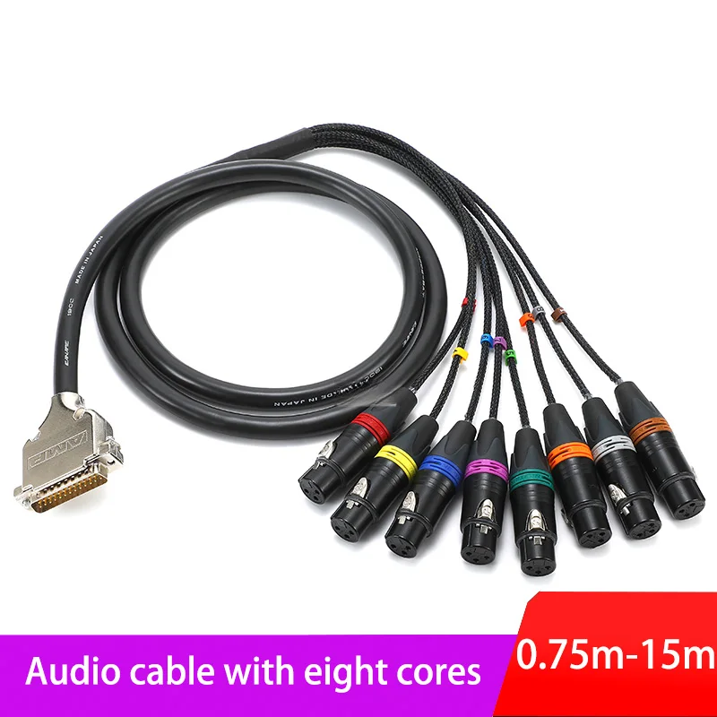 Cable de datos DB25 Mezclador multipista de 8 vías VGA Cable de señal de audio arcoíris DB25 macho a XLR de 3 pines macho/hembra, RCA, enchufe de 6,35 mm