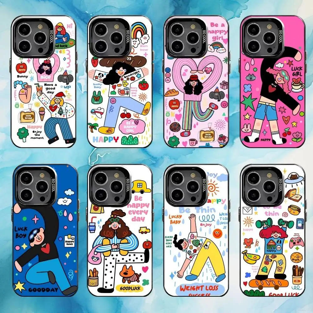 

Colorful Whimsy Girl Phone Case For iPhone17,16,15,14,13,12,11 Plus,Pro Max Black Candy silver phone case