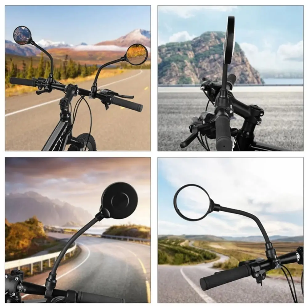 Silicone Handle Bike Handlebar Rearview Mirror Adjustable Flexible 360 Degree Rotation Rearview Mirror Black Bike Mirrors Bike