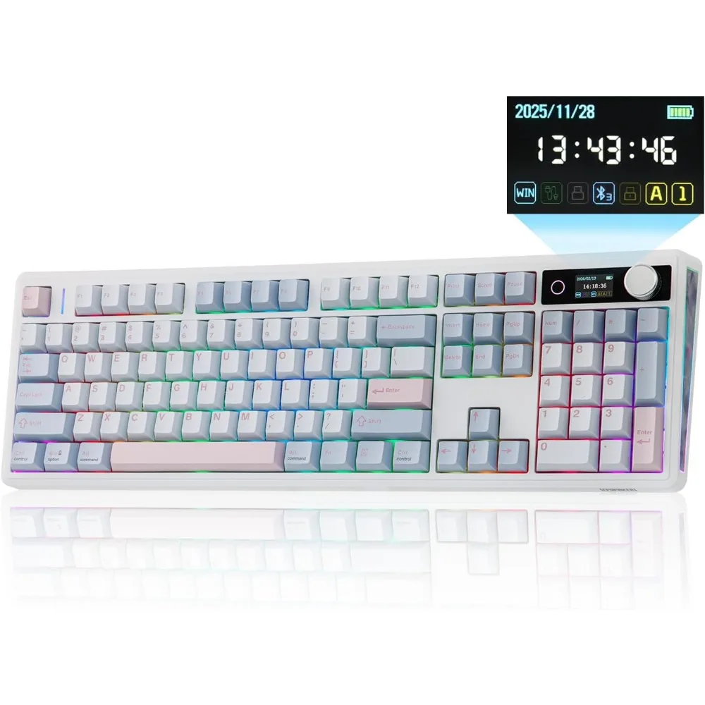 Mechanical Keyboard, Screen, 10000mAh, Multi-Connectivity, PBT Keycaps, Hot Swap, RGB, Gasket Mount, Wireless for Mac/PC Gaming