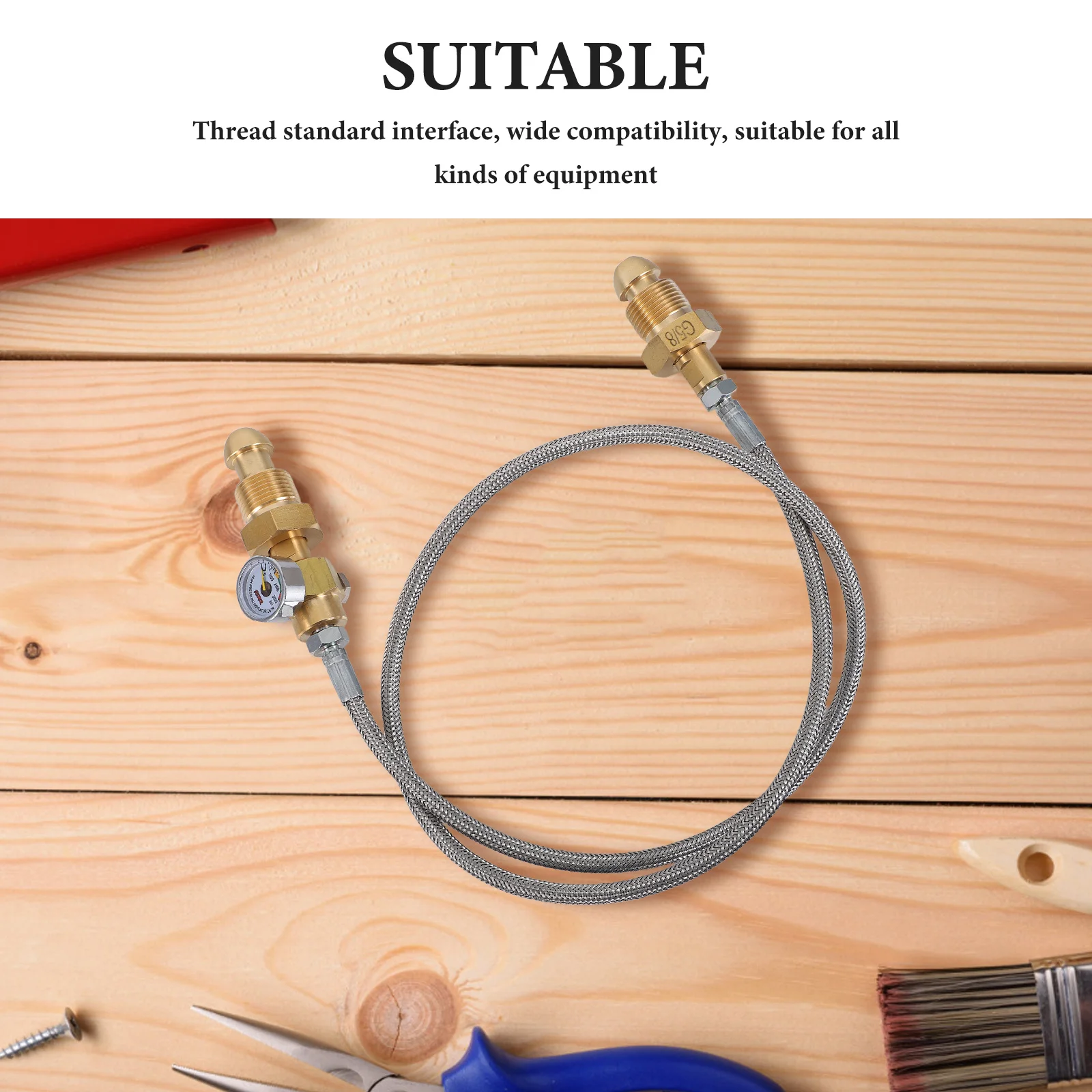 Argon Bottle Conversion Hose G 5/8 Inch Pressure Gauge Line Flexible Cylinder Adapter For Welding Equipment Gas Transfer