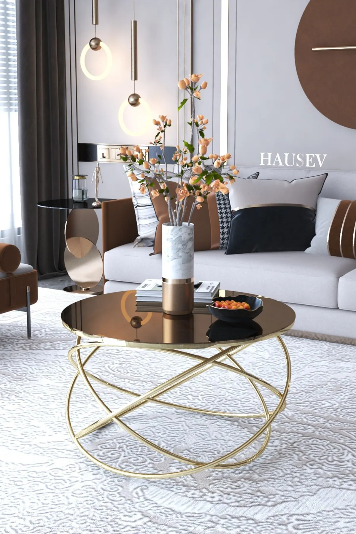 Gold Metal Center Table Unbreakable Mirrored Glass Single Scandinavian Side Table Tea Coffee Service Table Round Living Room Bed