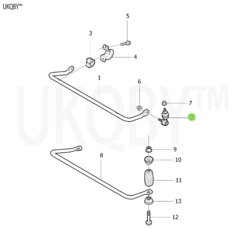 Anti roll beam connection, shaft lining support, flange screw, flange locking nut 31329966