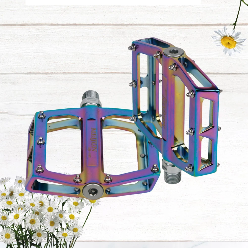 

Aluminum Alloy Bike Pedals Flat Platform Universal Clip-on Anti-slip Spikes Stylish Suitable for Road Mountain Stable