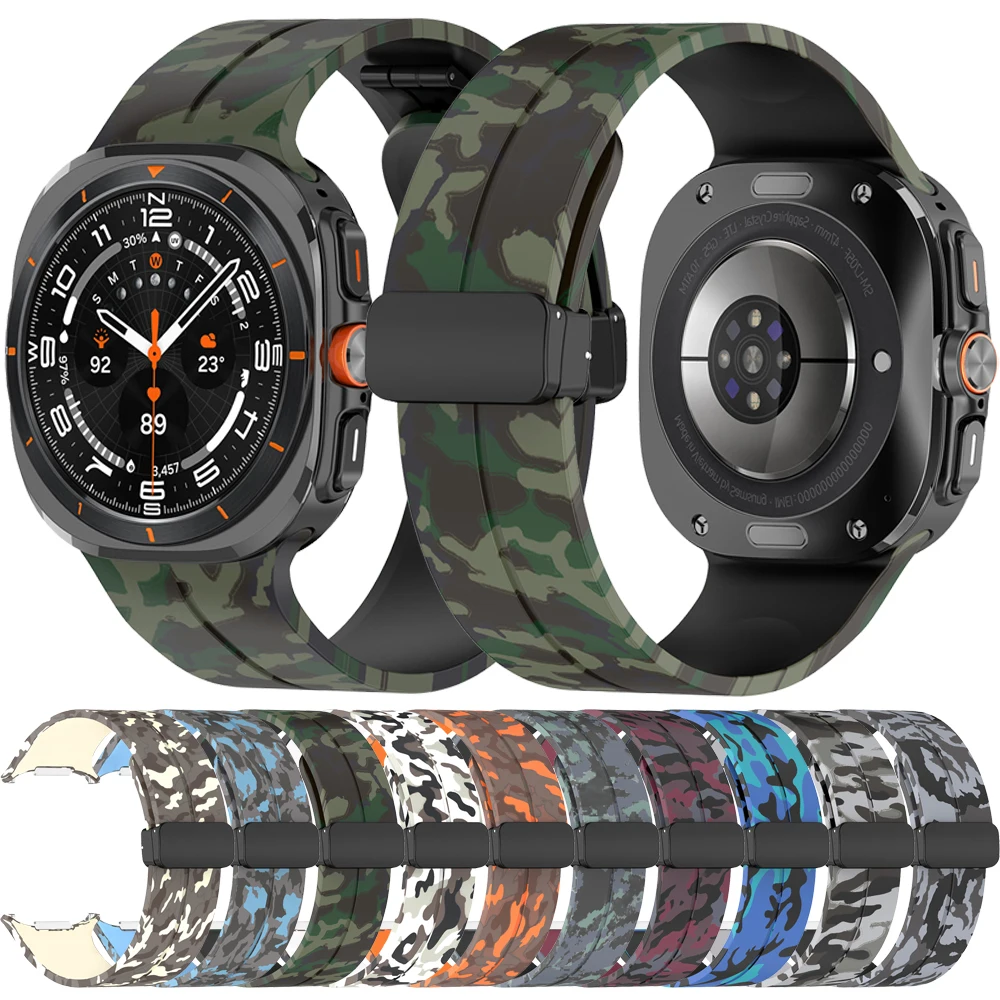 

NEW Silicone Strap for Samsung Watch Ultra 47mm Bracelet No Gaps Sport Camouflage Band for Galaxy 7 Ultra Watchband Correa Strap