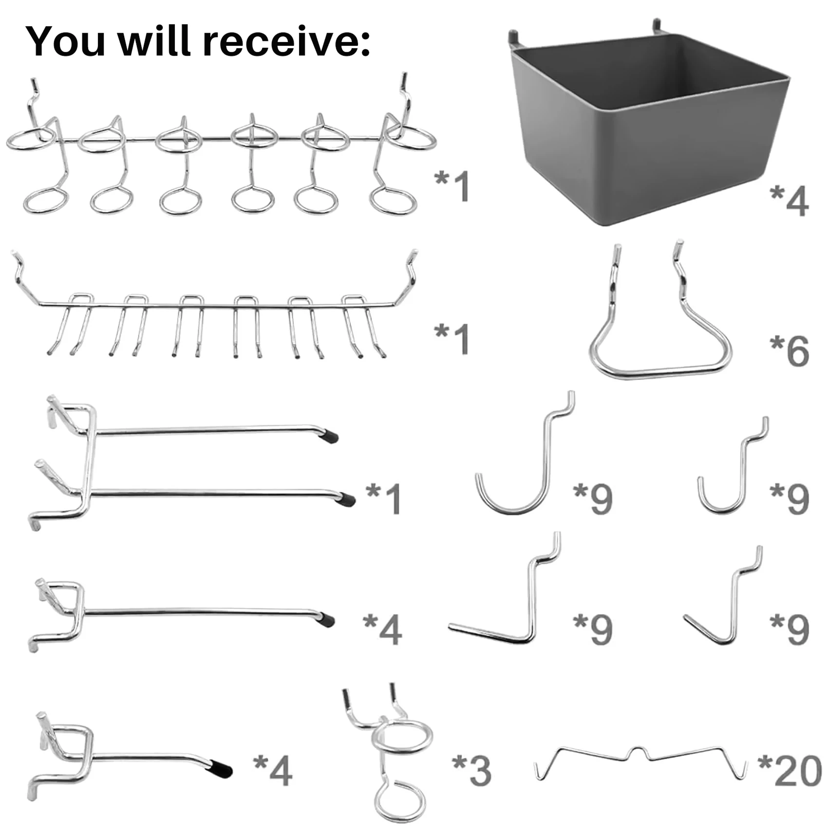 B03C-80 Piece Pegboard Hooks Assortment With Pegboard Bins, Peg Locks, For Organizing Various Tools For Kitchen Craft Room