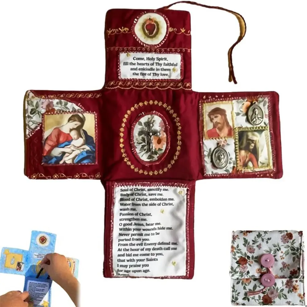 Croix incluse à l'intérieur, poche artisanale, accessoires de couture dévotionnels, édition foi, poche de couture dévotion