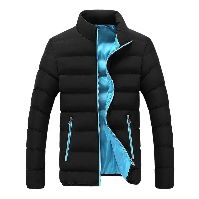 2023 Winter Korean Version Trend Slim Fit Solid Color Men\'s Youth Short Coat Mock Collar Cotton Coat