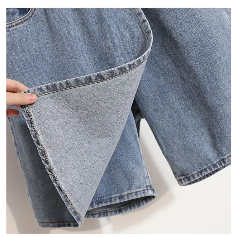 Hoch taillierte Jeans shorts würziges Mädchen große Größe Sommer baggy dünn eine Linie gefälschte zweiteilige blaue Rockhose versand kostenfrei Kleidung