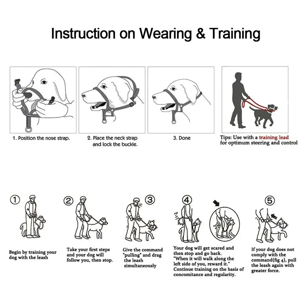 Kreative Trainingsleine Anti-Bell-Hundehalfter Hundekopf-Halsband Führungs-Geschirr Hundemaulkorb – Detail 10