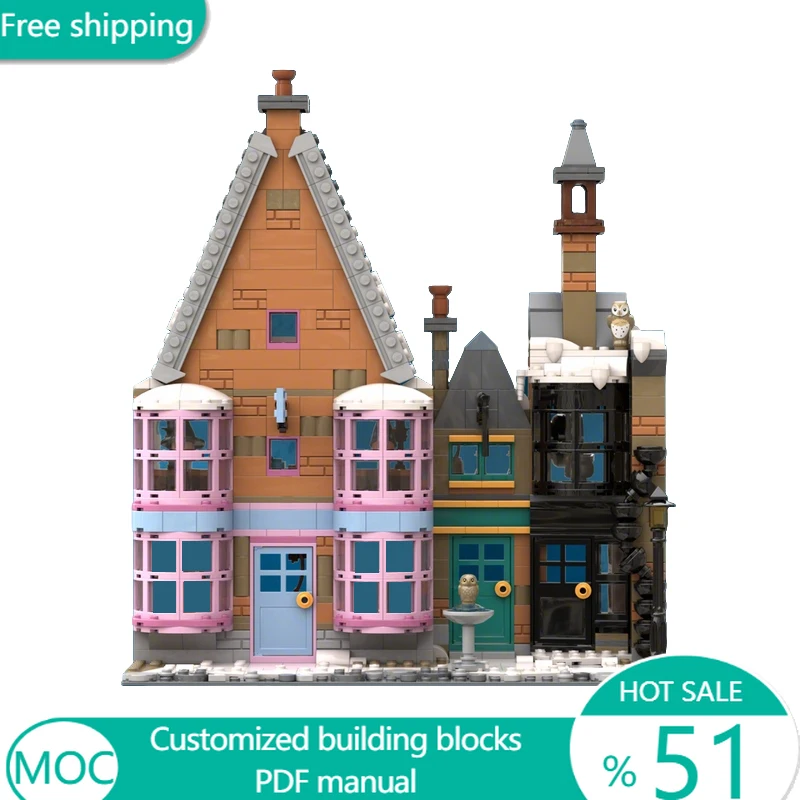 

Набор из 1029 деталей: Модульная конструкторная модель MOC «Магазины одежды, зелий и котелков из знаменитых фильмов», DIY, подарок для мальчиков на праздники