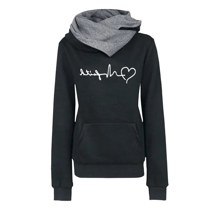 Outdoors Autumn Winter Sports Women's Sweatshirts Quality Fashion Versatile Hoodies Print Double Collar Pullovers Daily Clothing