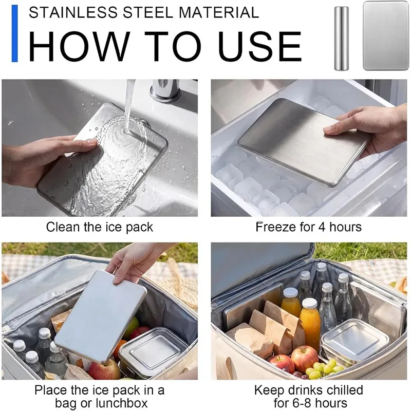 Ice Packs For Lunch Boxes Reusable Stainless Steel Ice Packs Long-lasting High-performance Stainless-steel Ice Pack Ice Cubes view 6