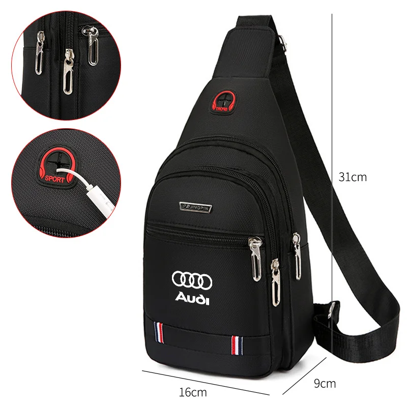 Leisure Car Small Backpack One-shoulder Messenger Bag Chest Bag For Audi Sline A3 A1 A4 B8 B7 A6 C7 A5 A7 A8 B9 B6 C6 Q2 Q3 Q5Q7