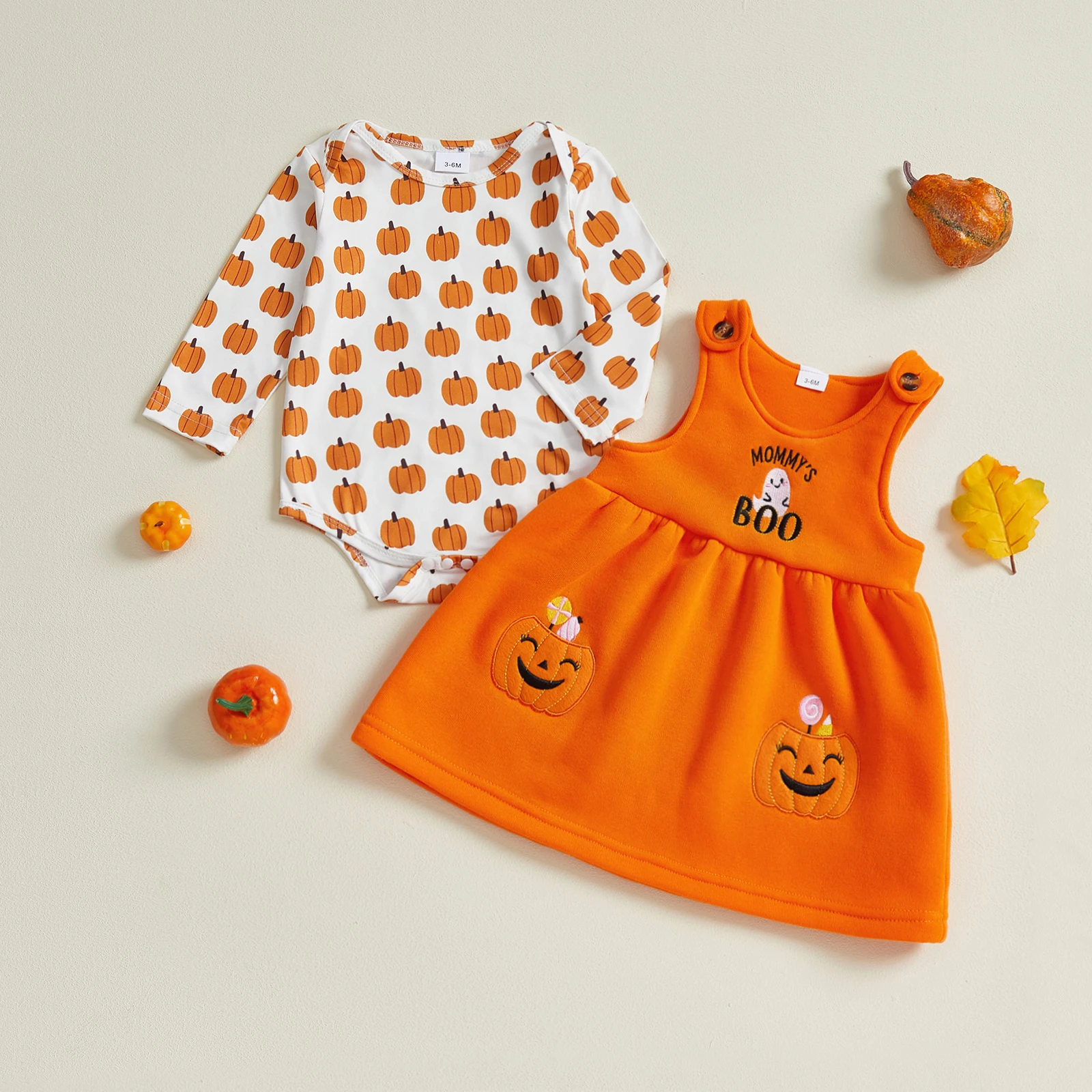 

My First Halloween Baby Girl Outfit Newborn Pumpkin Romper And Warm Overalls Skirt Toddler Dress Outfits Clothes