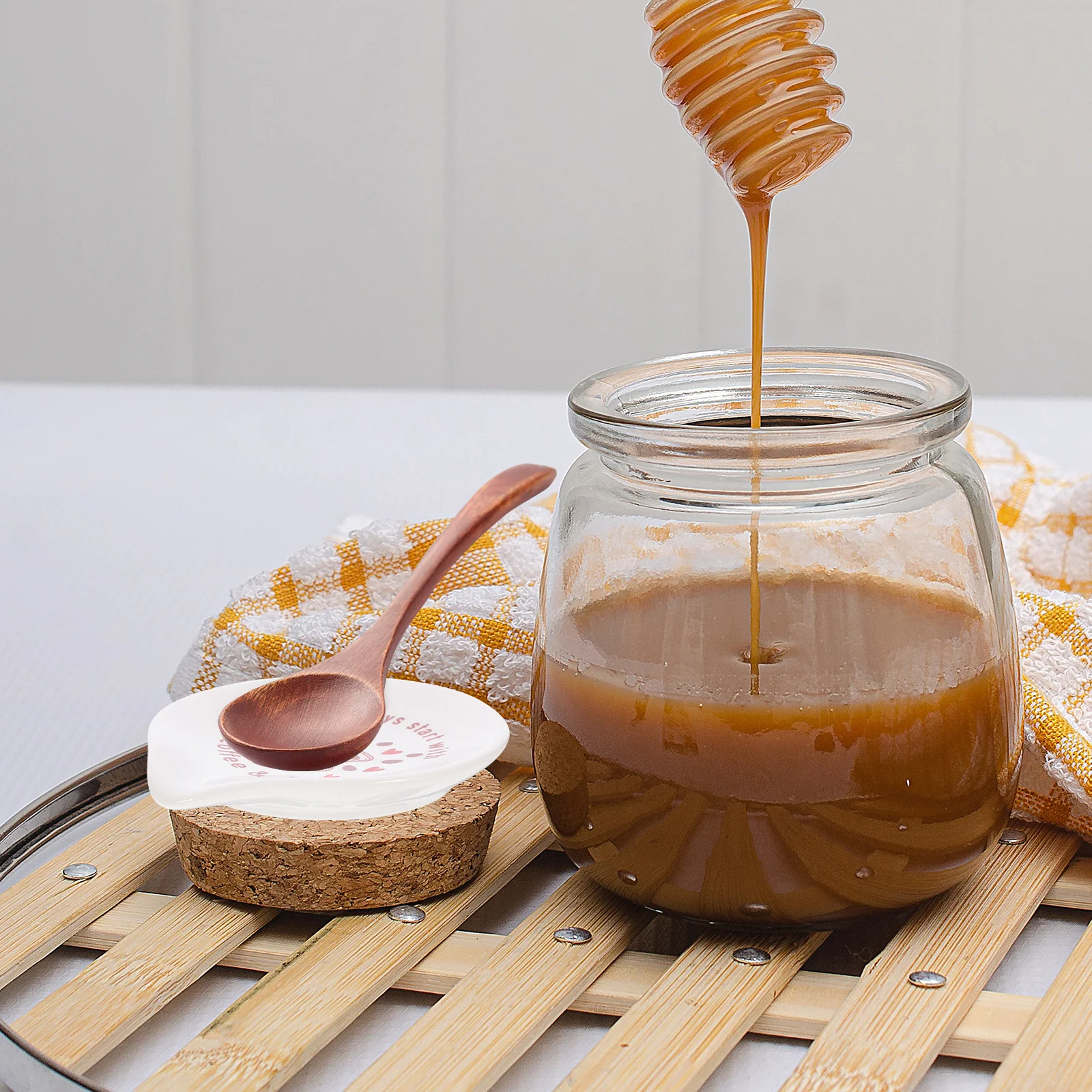 

Ceramic Spoon Rest Coffee Spoon Holder Elegant Kitchen Counter Tableware Support Smooth Surface Design Smooth Scoop Rest