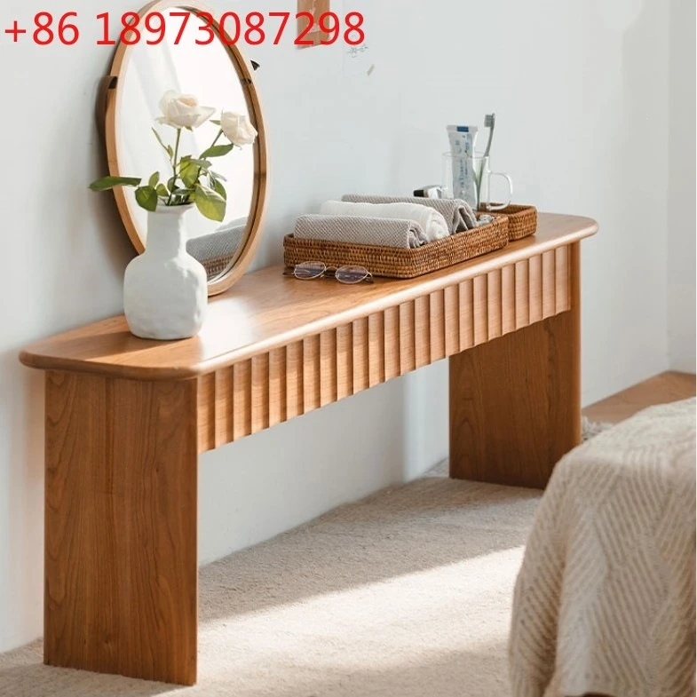 Taburete largo de cabecera de troncos de madera maciza de estilo japonés, banco de mesa de comedor para restaurante nórdico para el hogar