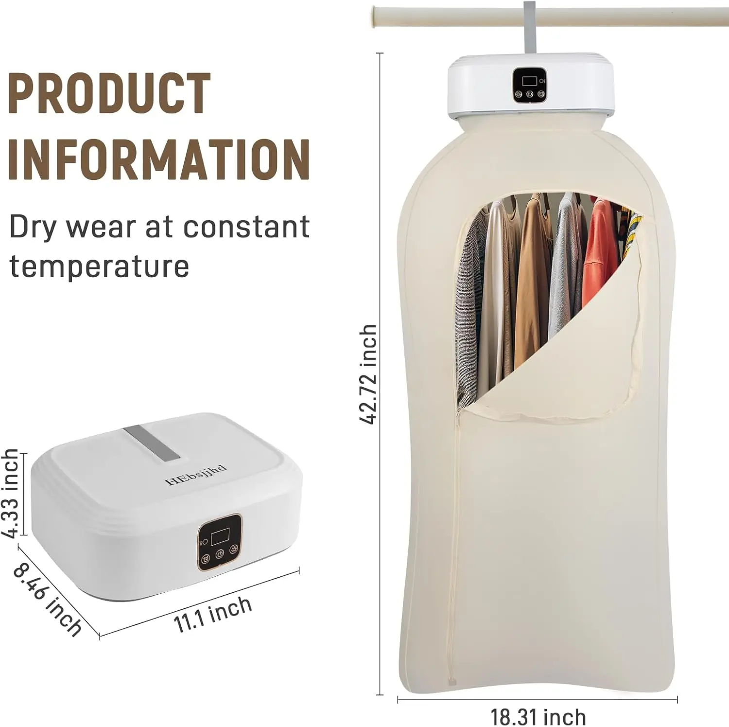 مجفف صغير محمول مع مؤقت 480 دقيقة وتجفيف سريع لمدة 20 دقيقة، مجفف مدمج لمركبات الترفيهية والشقق والسفر والسكن، يتضمن D