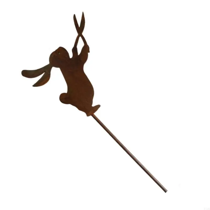 77JB Easter Yard Craft Inserts Sculpture Iron Rabbit Figures Stake Memorials Memorials Memorials