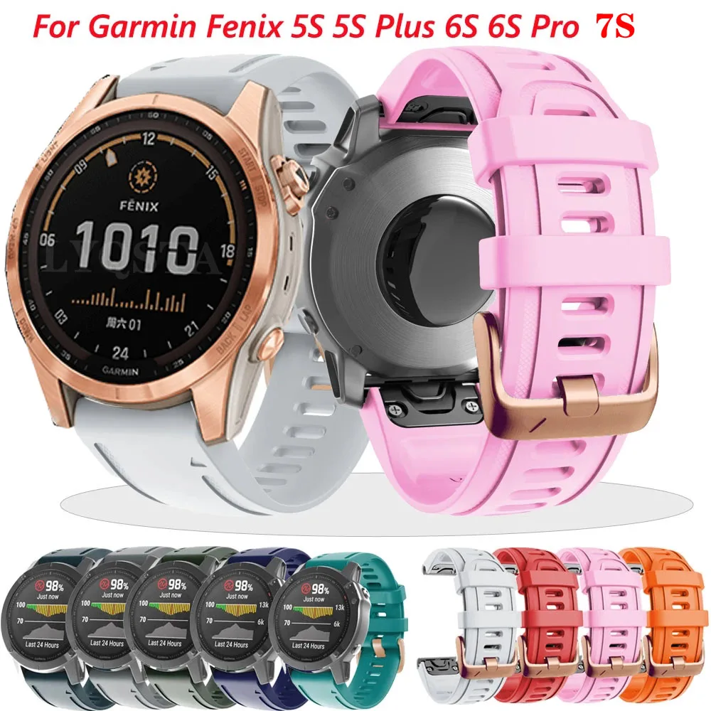 Correa de silicona para reloj Garmin Fenix 7S Pro 6SPro 5S, repuesto rápido, 20mm, 43mm