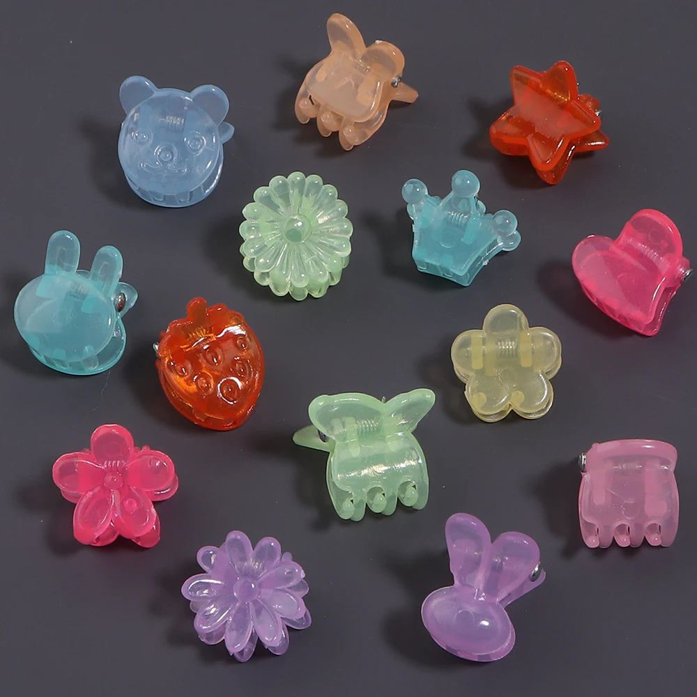 100 Stück Niedliche Y2K Haarspangen in Jelly-Farben, Blumen- und Herzform, Süße Haar-Accessoires für Kinder – Detail 4