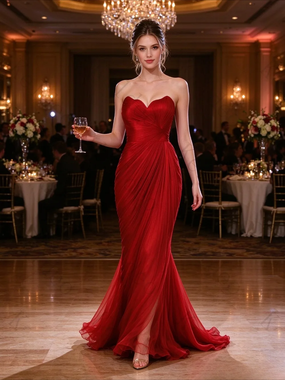 Customized Exquisite Sweetheart Neck Mermaid Evening Gowns Sleeveless Backless Zipper Pleated Slim Fit Trailing Dance Dresses
