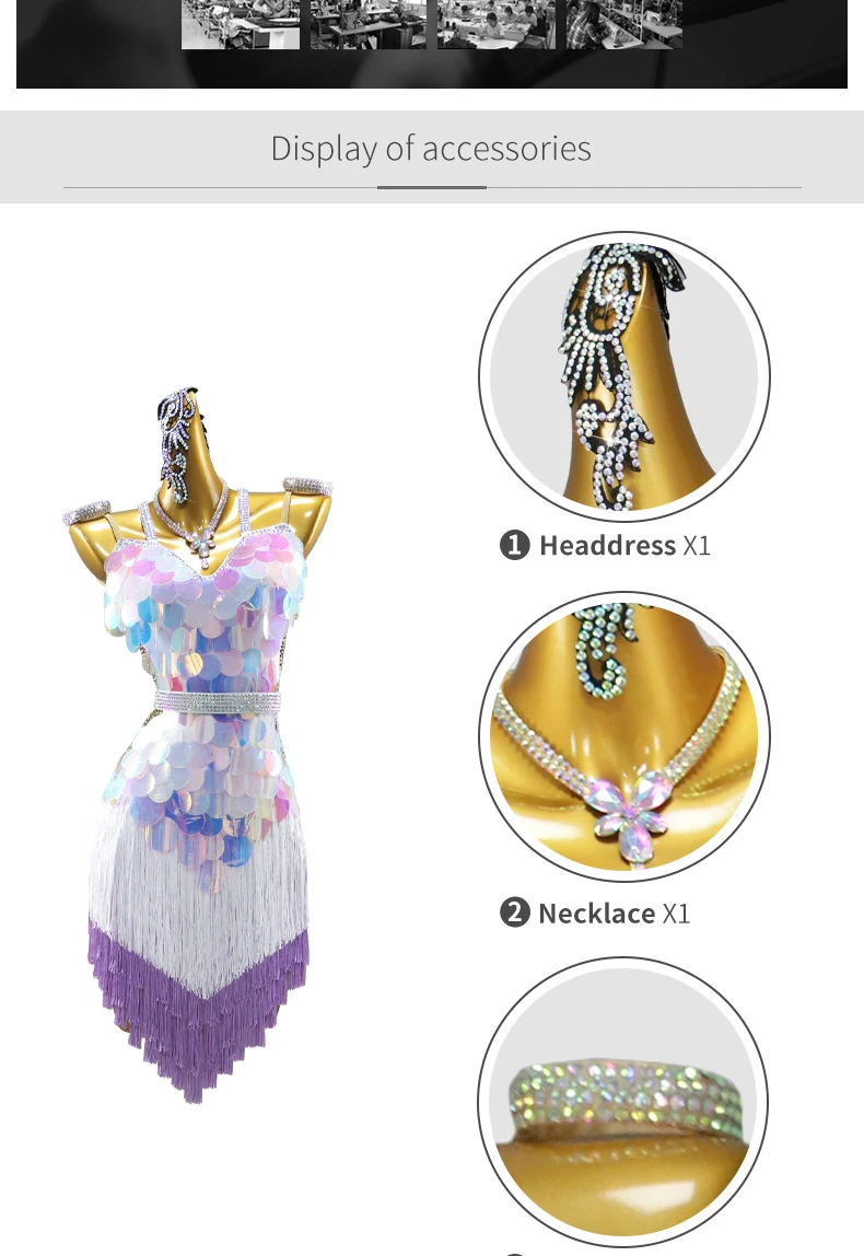 Lateinamerikanisches Tanzkleid Damen Party Ballroom-Rock Cheerleader-Kostüm Mädchen Sportlich Sexy Elegante Outfits 2026 Kurzes Abendkleid – Detail 4