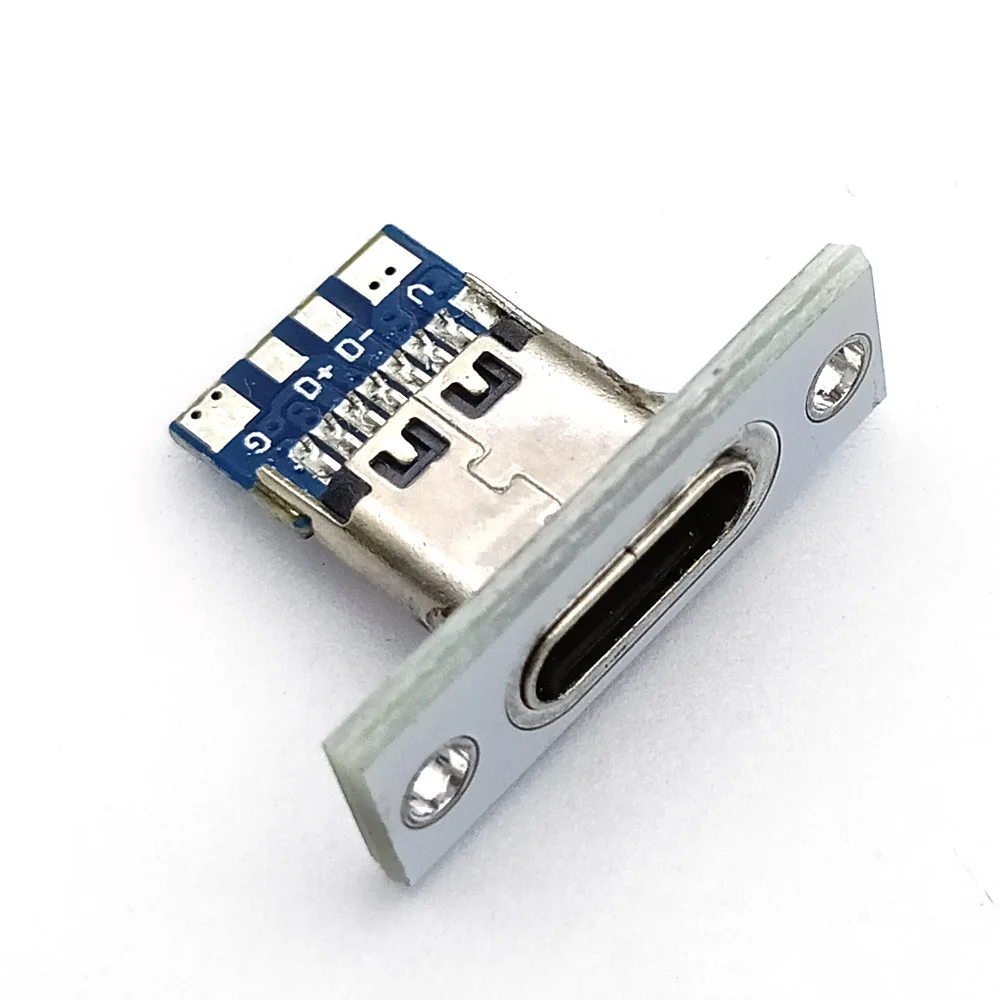 مقبس اختبار على الوجهين مع لوح فتحة تثبيت ، موصل أنثوي من النوع C ، تركيب اللوحة ، USB C ، منفذ شحن الطاقة ، 20 مرة