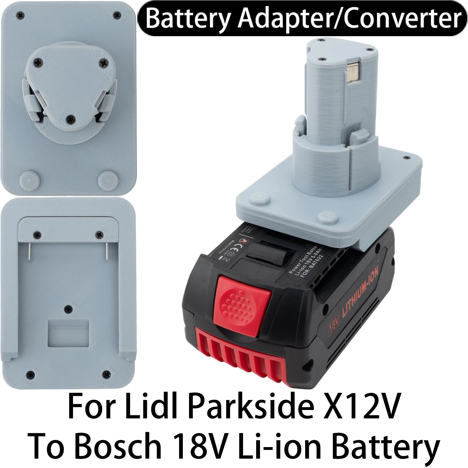 

Battery Adapter Converter For Lidl Parkside X12V Li-ion Tools To Bosch 18V Li-ion Battery Adapter Power Tool Accessory