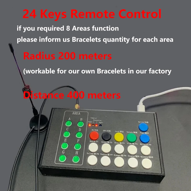 Flash RGB Glow Wristband 100/500PCS LED Bracelets TPU With 24Keys Remote Controller For Party Event Wedding DJ Bar Concert