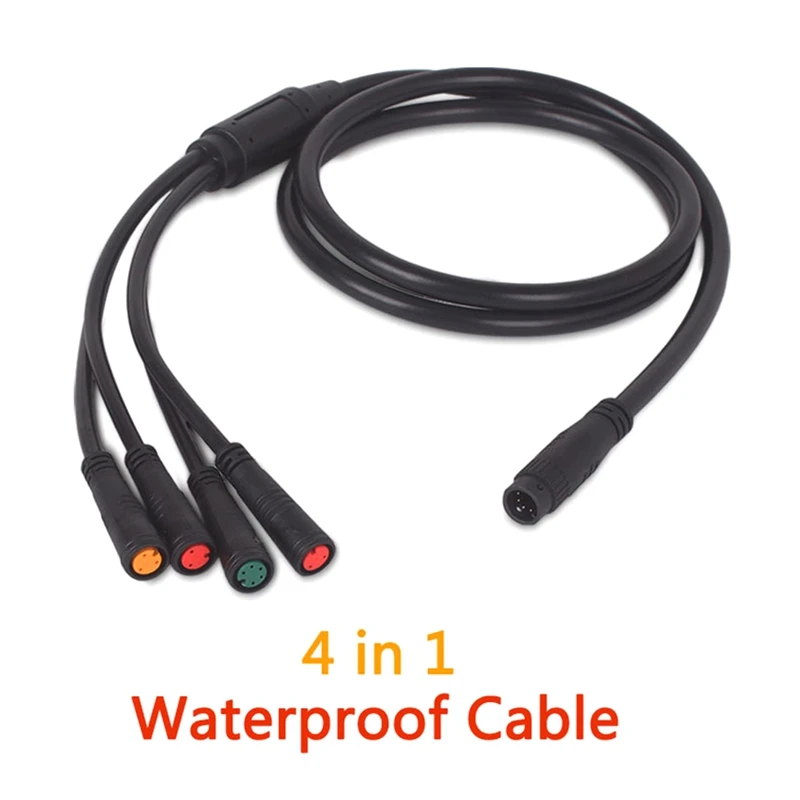 Julet 1 To 4 Wiring Harness Main Cable Waterproof Wire  For Electric Bike Throttle LCD Brake Waterpoof Connector