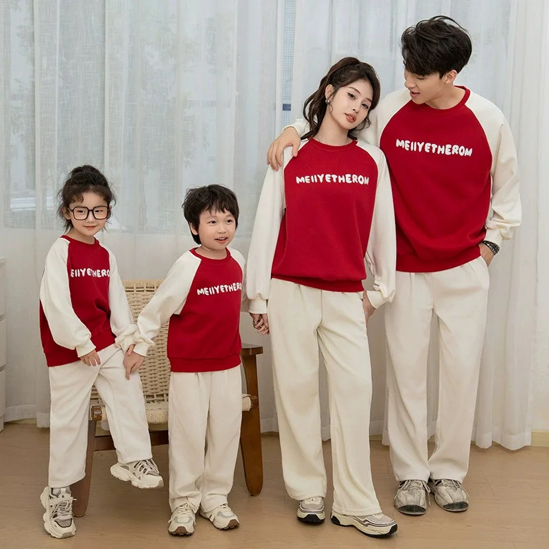 Family Matching Outfits Mum Daughter Sweatshirt Dad Son Long Sleeve Pullover Spring Boys Girls Fashion Jumper Autumn New Clothes