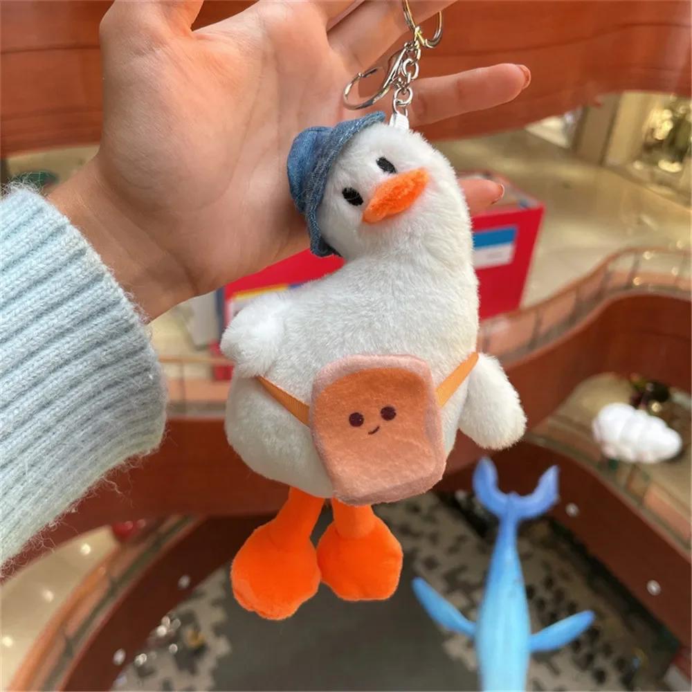 Creative Funny Keychain Crooked Head Duck Plush Toy Key Chain Cute Duck Bag Pendant Hanging Keyring For Women Charms Gift