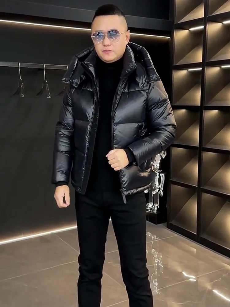 

Премиум-куртка с капюшоном, мужская зимняя, утепленная, для защиты от холода, теплая, утолщенная, с наполнителем из пуха, верхняя одежда