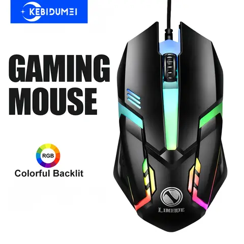 Bilashmart USB Wired Mouse RGB Colorful Mosue E-Sports Gaming Mouse Wired Office Mouse Mice For PC Desktop Laptop Computer Windows iOS